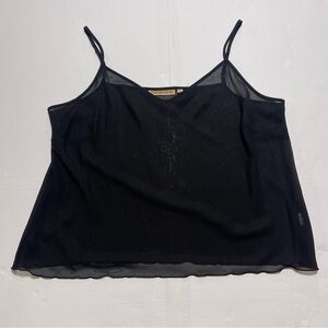 Vintage Notations Sheer Black Camisole Top Women's Size XL Fairy Grunge 90s Y2K